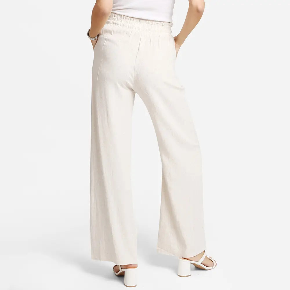 Elastic Waist Wide Leg Linen Pants