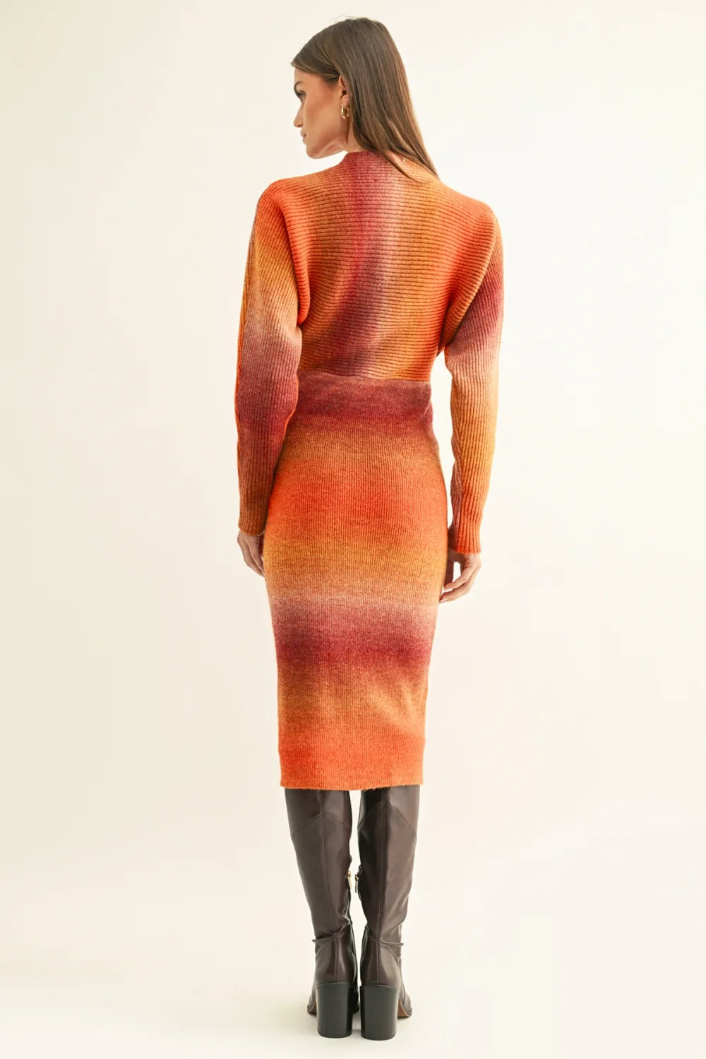 Adelyn Rae Ombre Dolman Sleeves Midi Dress