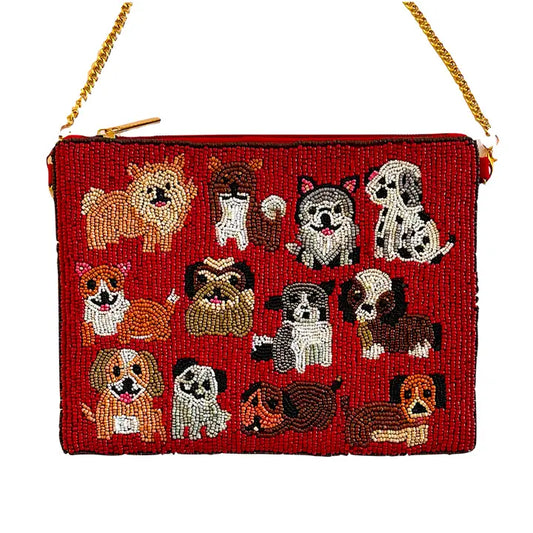 Dogs Mini Clutch Crossbody Beaded