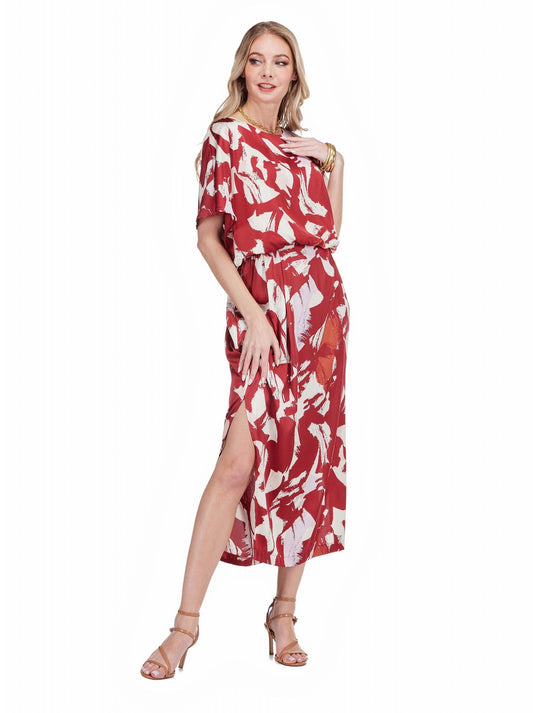 JADE Cinched Waist Midi Dress Scarlet Grace