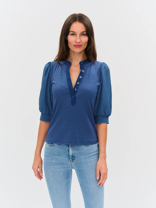 SIX FIFTY Marina Ribbed Top Coastal Blue