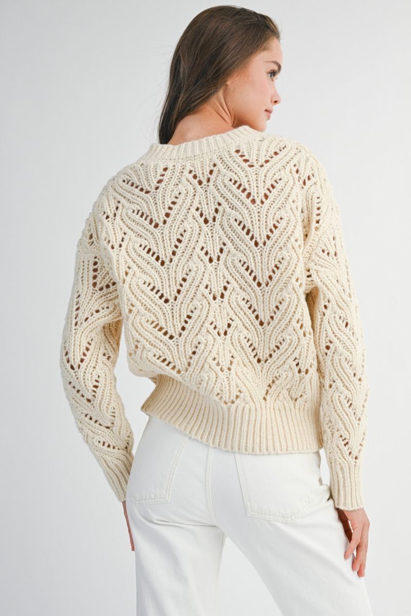 Front Big Bow Knit Sweater Cream