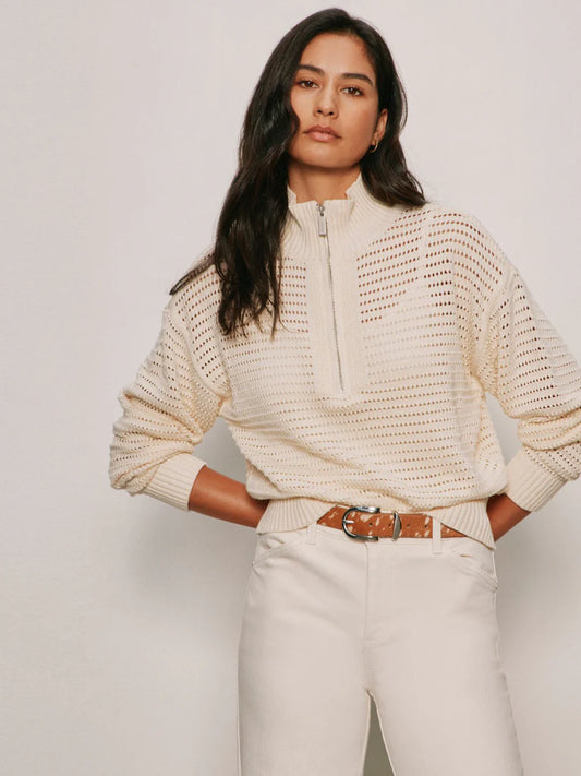 Open Knit 1/2 Zip Sweater Collagen