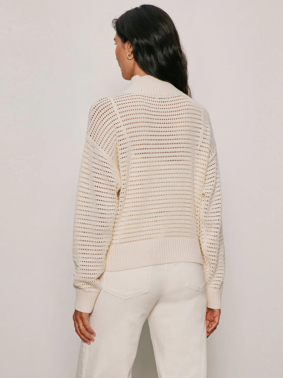 Open Knit 1/2 Zip Sweater Collagen