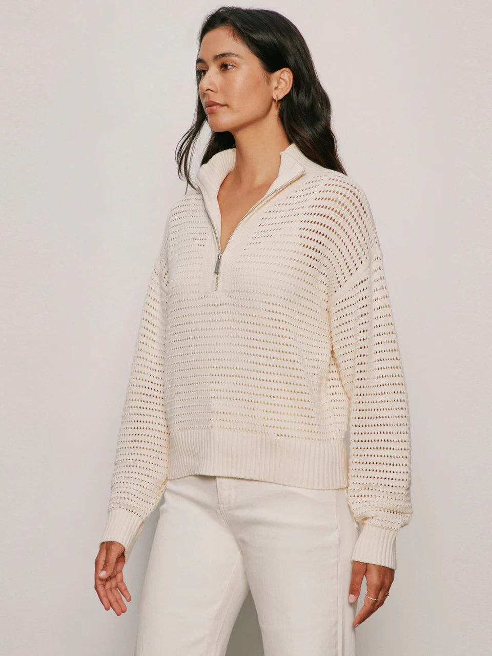 Open Knit 1/2 Zip Sweater Collagen