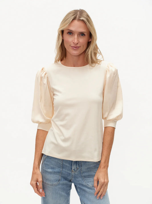 Solara Satin Sleeve Top Pearl