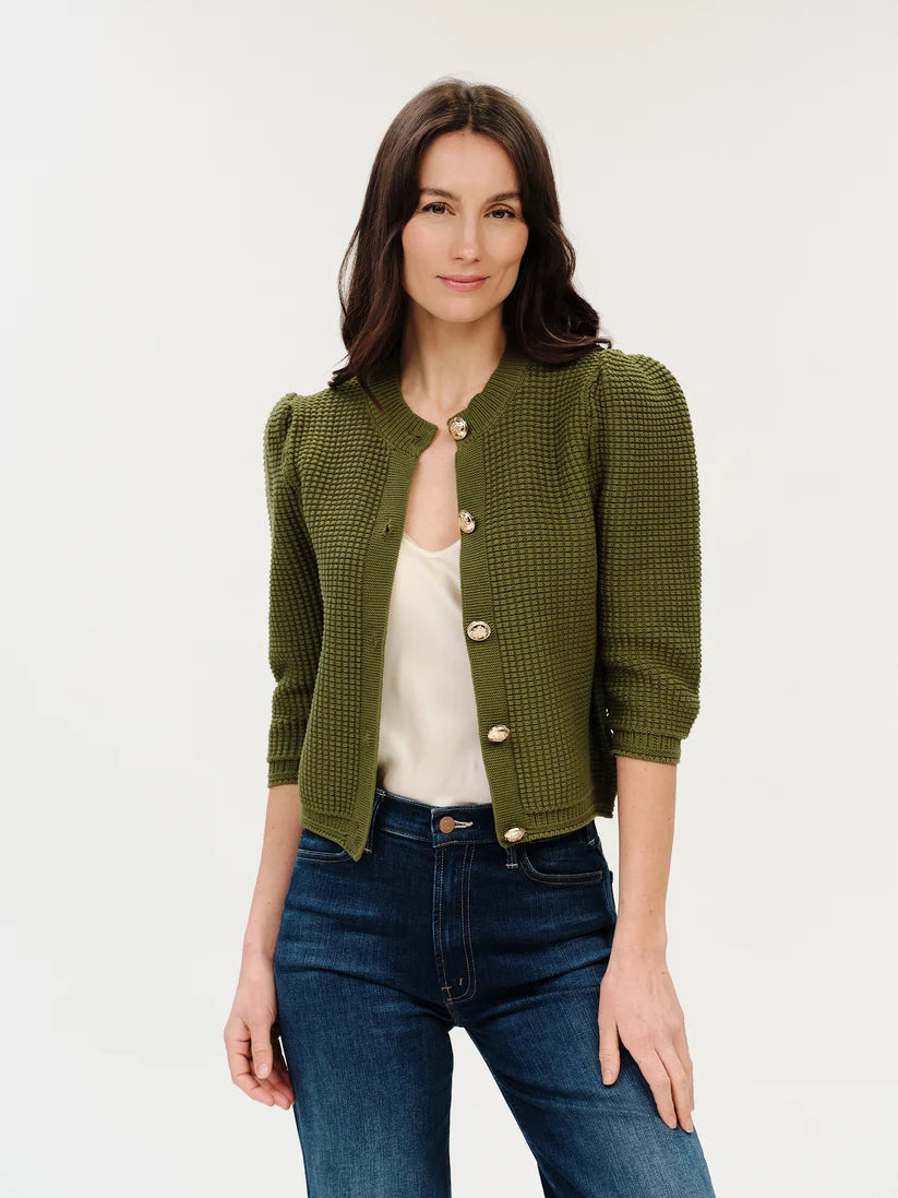 SIX FIFTY Lou Puff Shoulder Waffle Cardigan