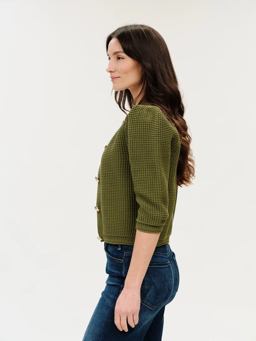 SIX FIFTY Lou Puff Shoulder Waffle Cardigan