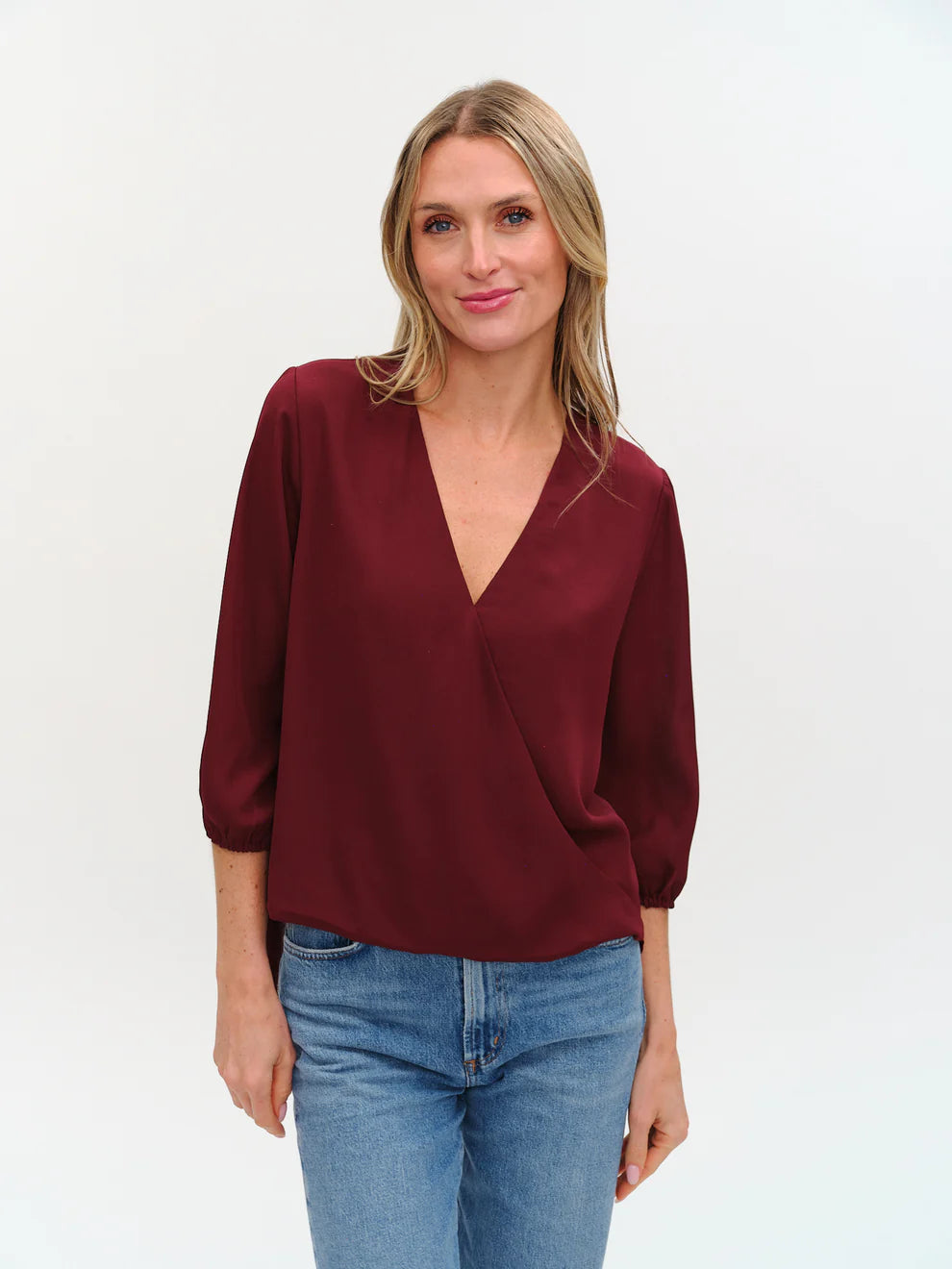 SIX/FIFTY Vanessa Surplus Blouse Burgundy