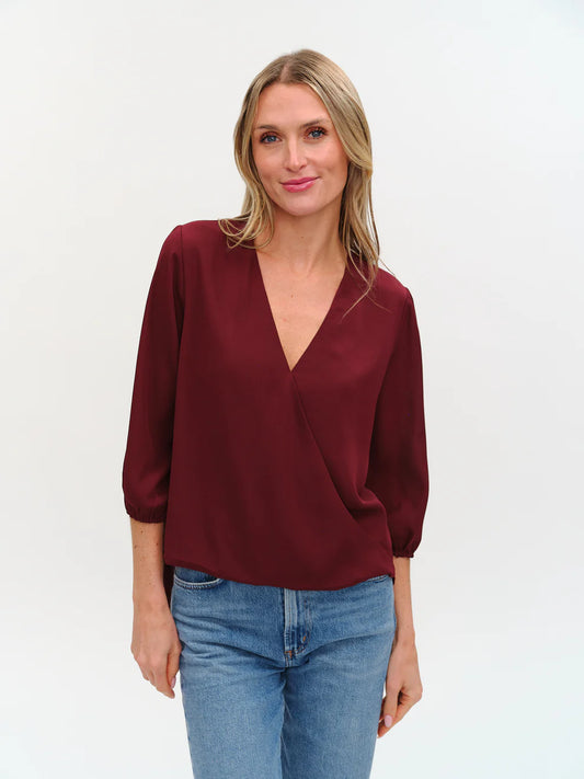SIX/FIFTY Vanessa Surplus Blouse Burgundy