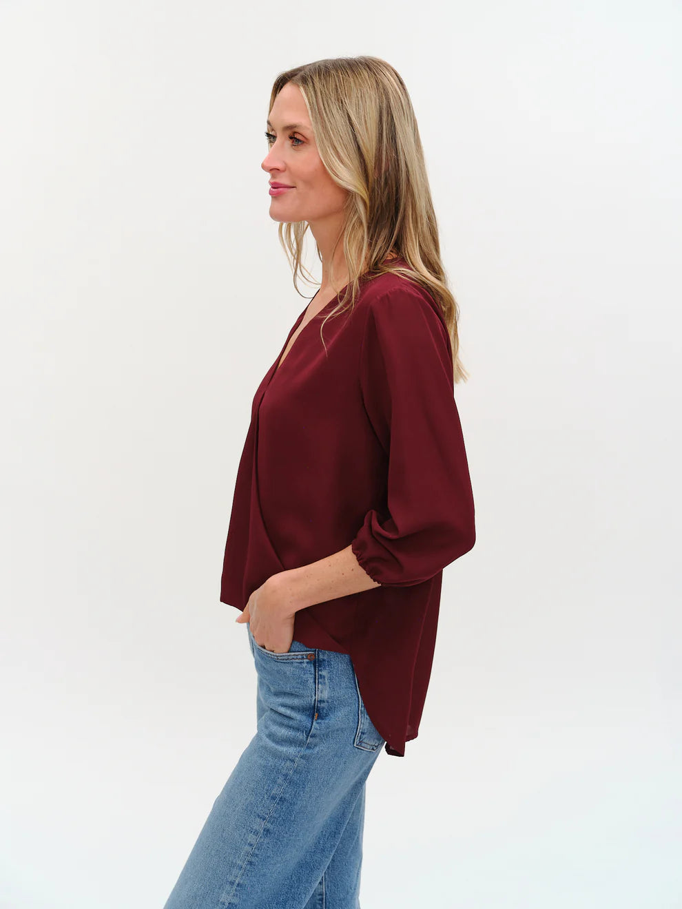 SIX/FIFTY Vanessa Surplus Blouse Burgundy