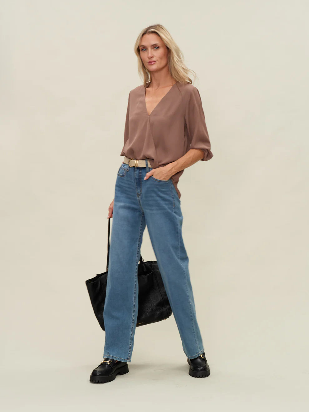 SIX/FIFTY Vanessa Surplus Blouse Ceramic