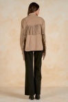 elan Fringe Button Up Shirt Jacket Sand