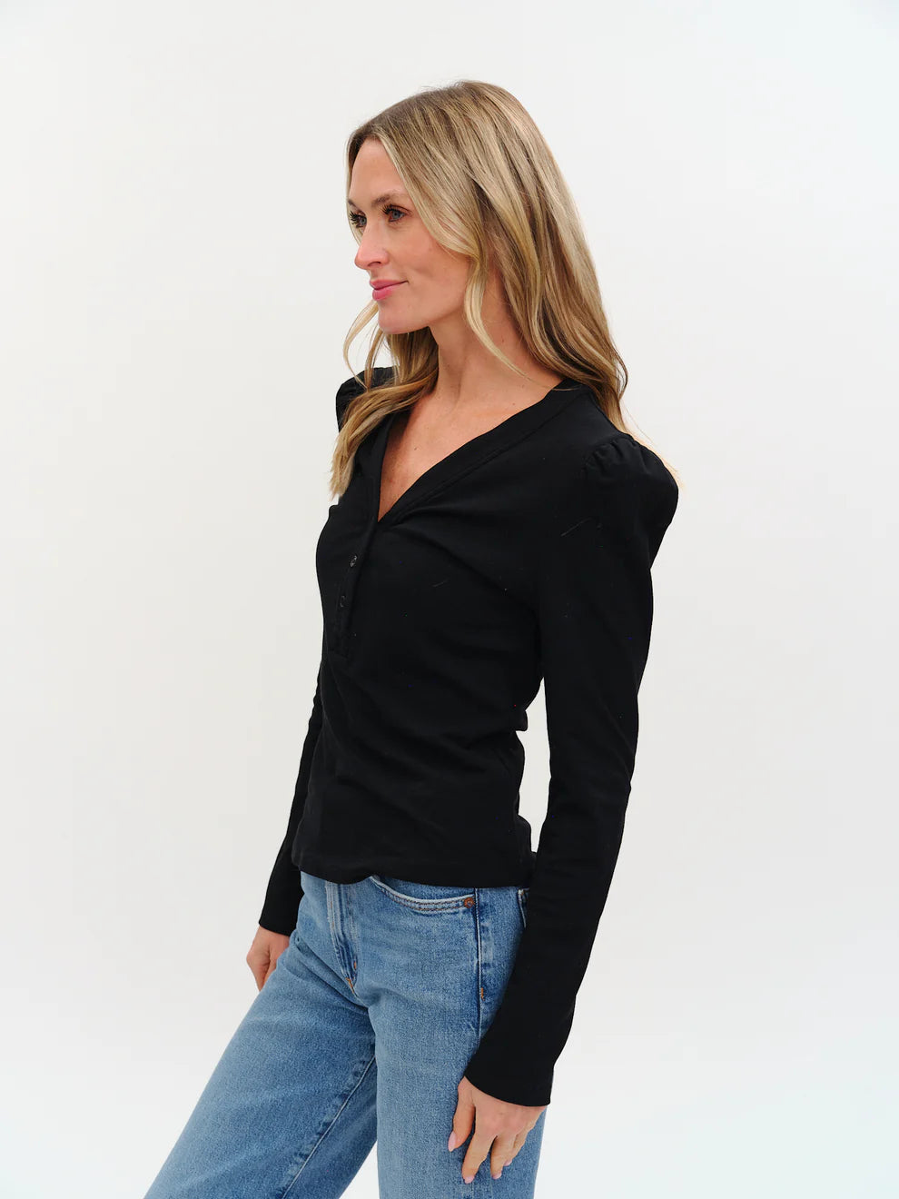SIX/FIFTY Emily L/S Ribbed Top Black