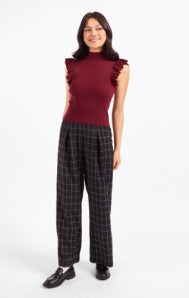 Mockneck Ruffle Tank Sweater Burgundy
