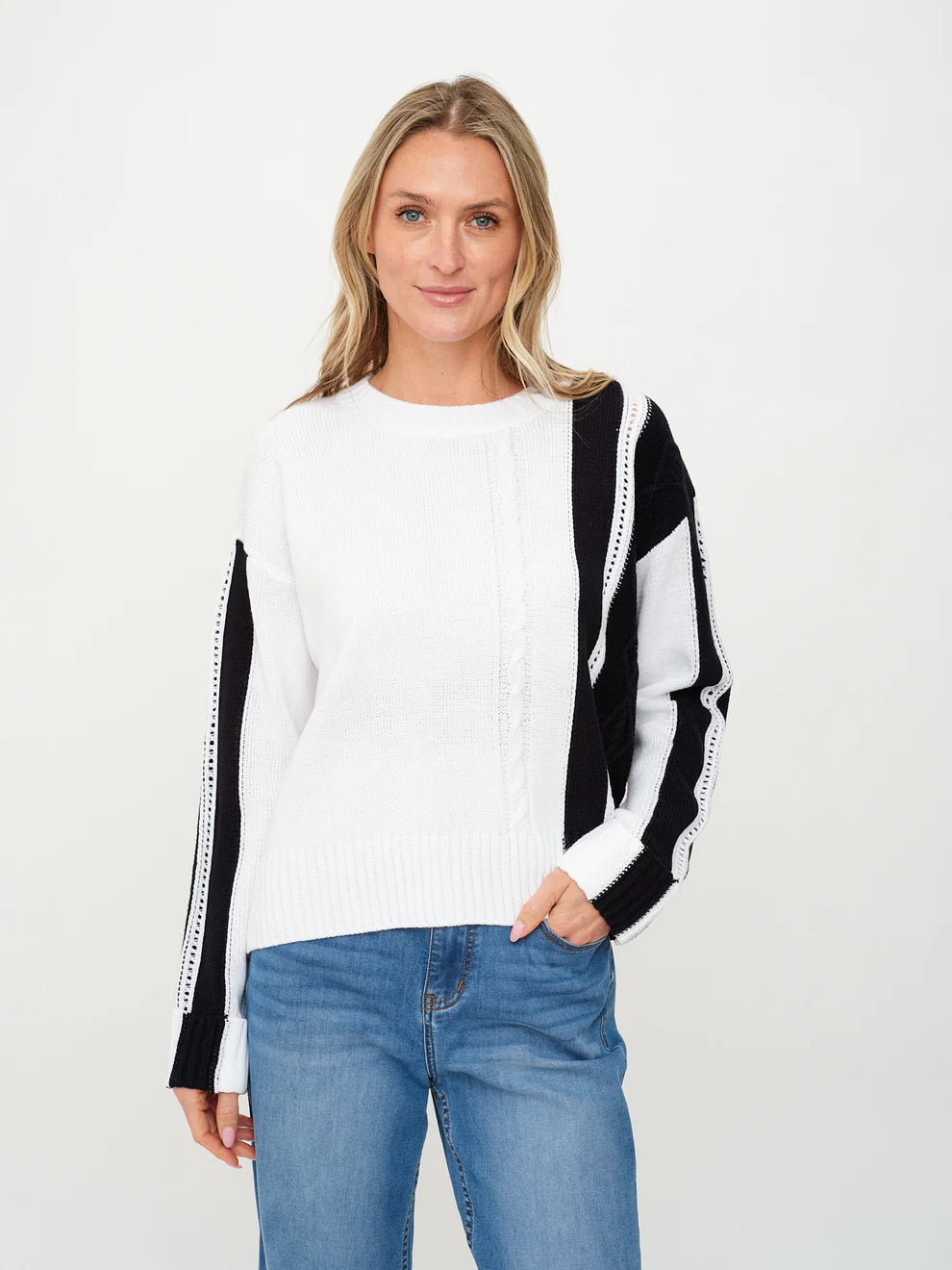 SIX/FIFTY Ruby Striped Sweater Blck/White