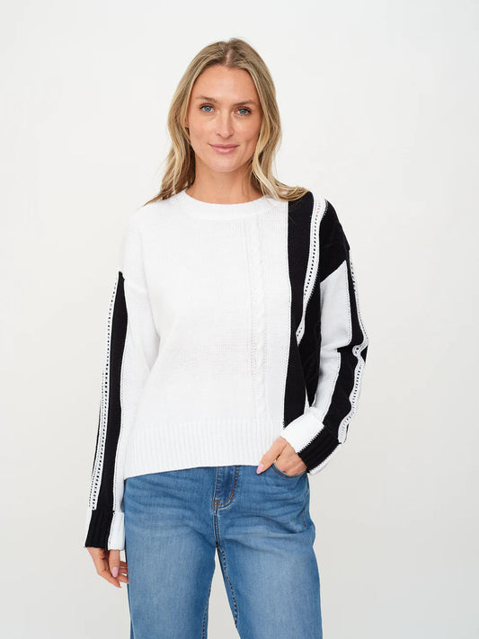 SIX/FIFTY Ruby Striped Sweater Blck/White