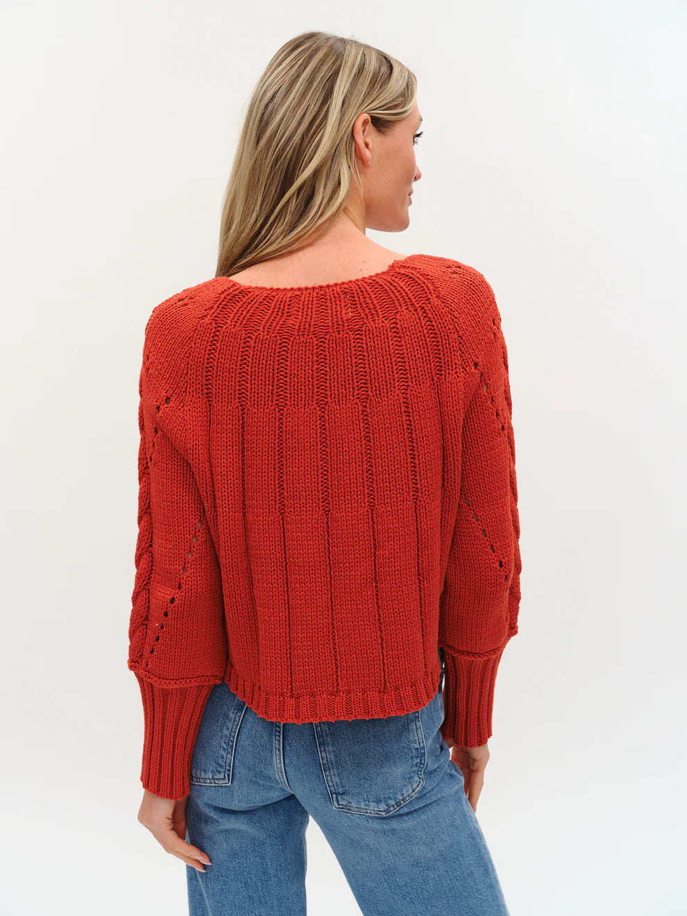 SIX/FIFTY Alexa Cable Knit Sweater Brick