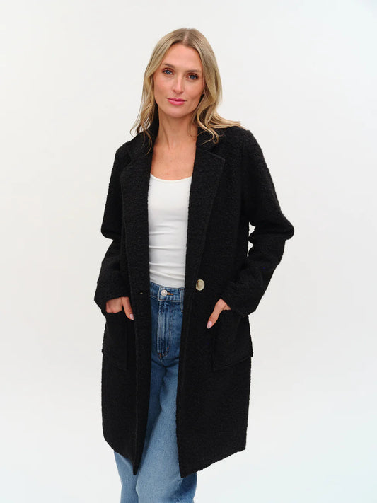 SIX/FIFTY Gia Faux Sherling Coat Black