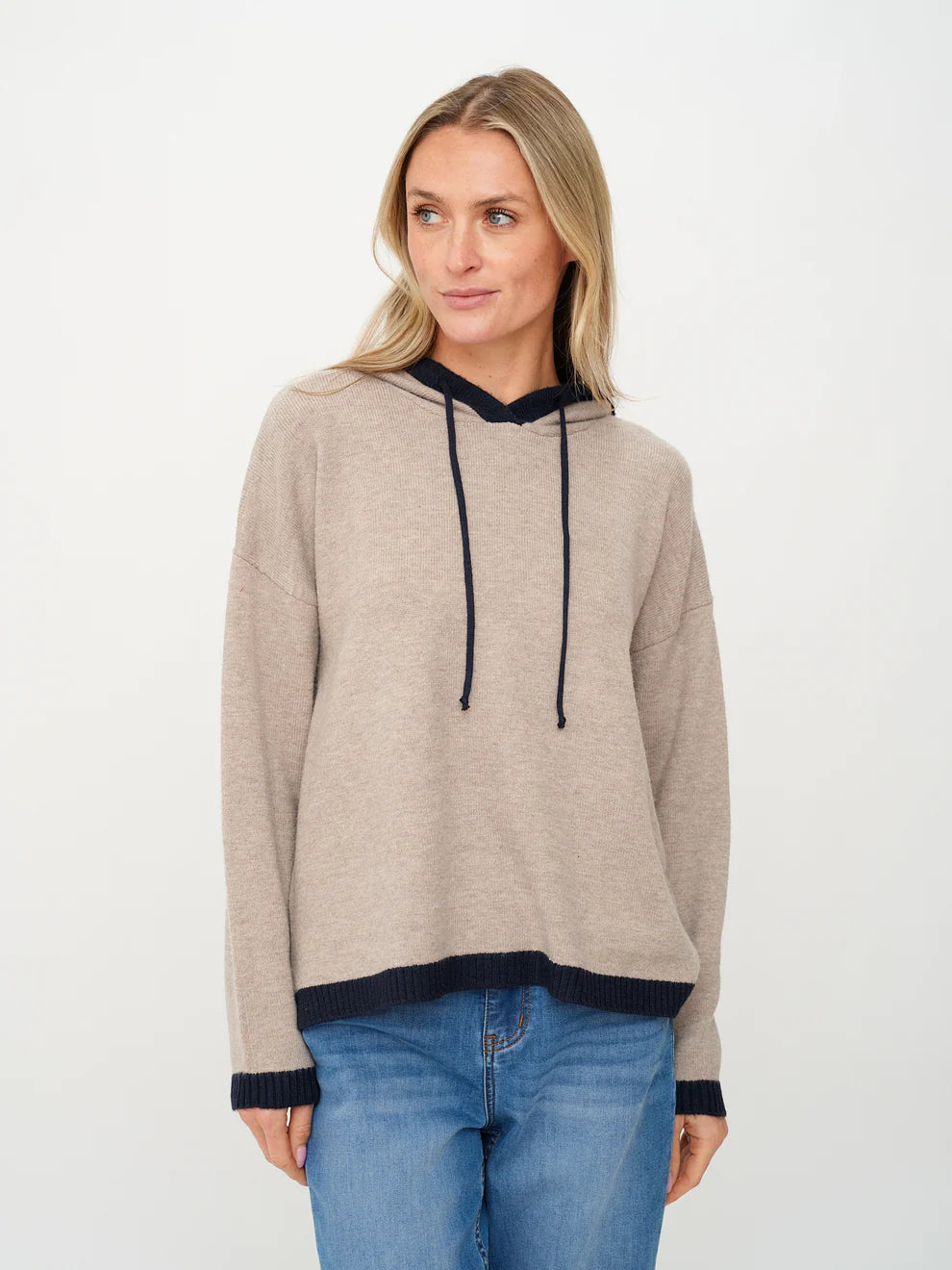 SIX/FIFTY Jessie Colorblock Hoodie Latte