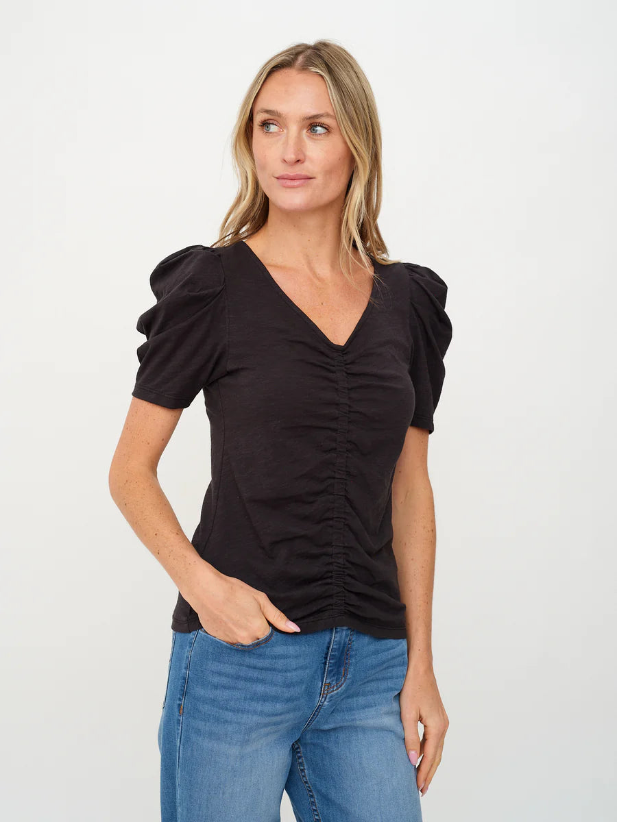 SIX/FIFTY Ruched Tee Black