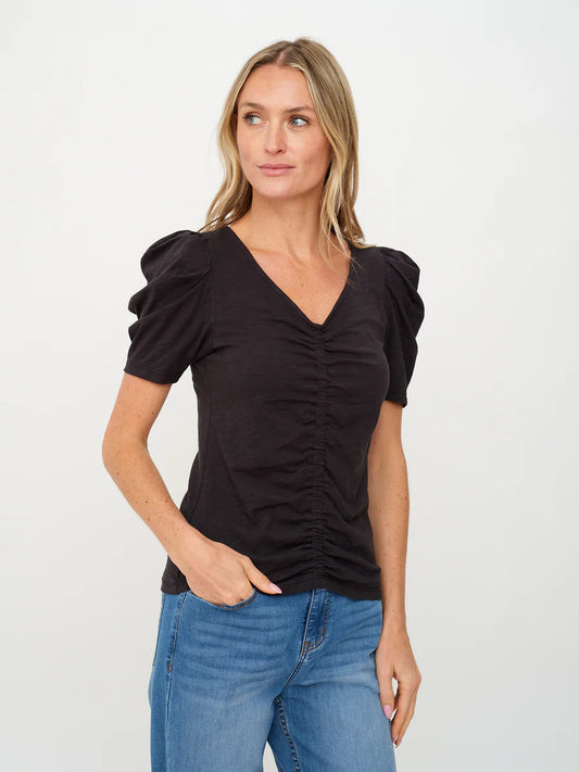 SIX/FIFTY Ruched Tee Black
