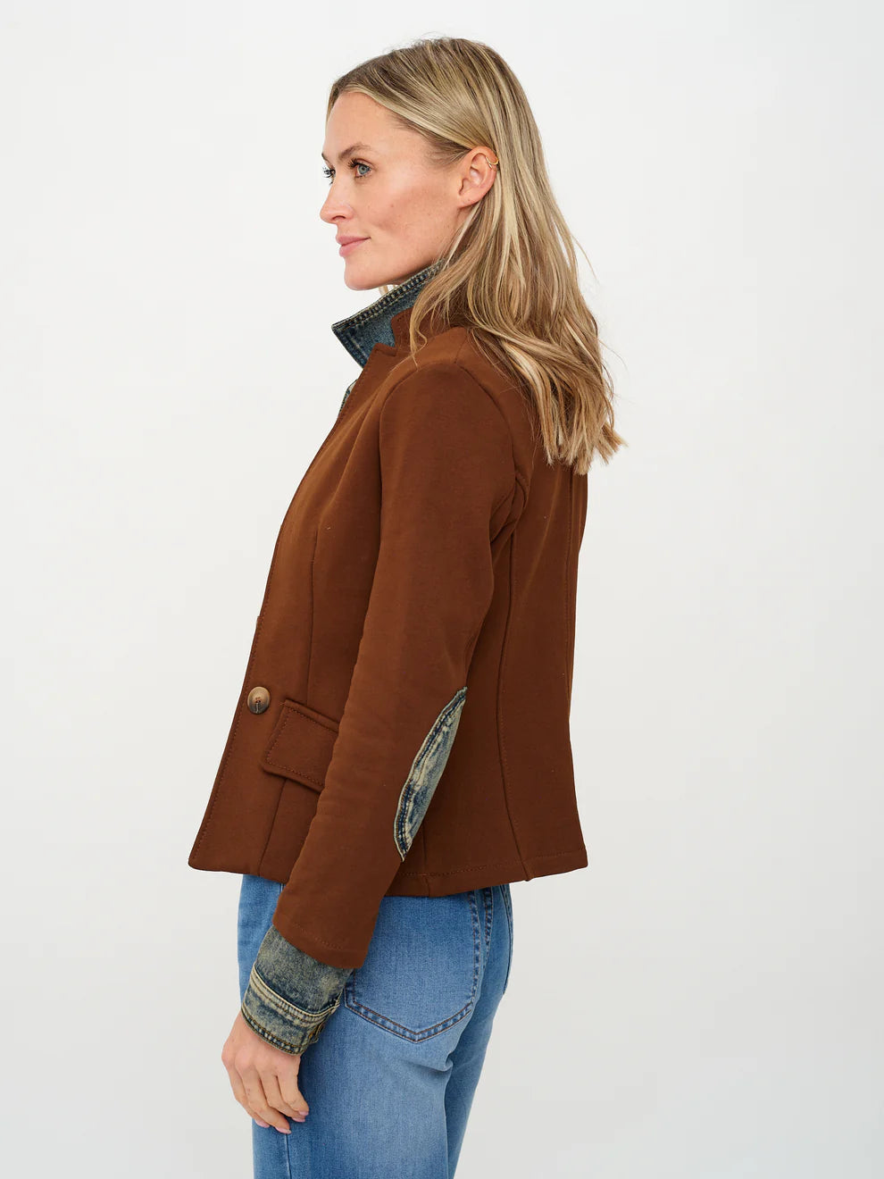 Clarissa Mixed Media Jacket Dark Brown