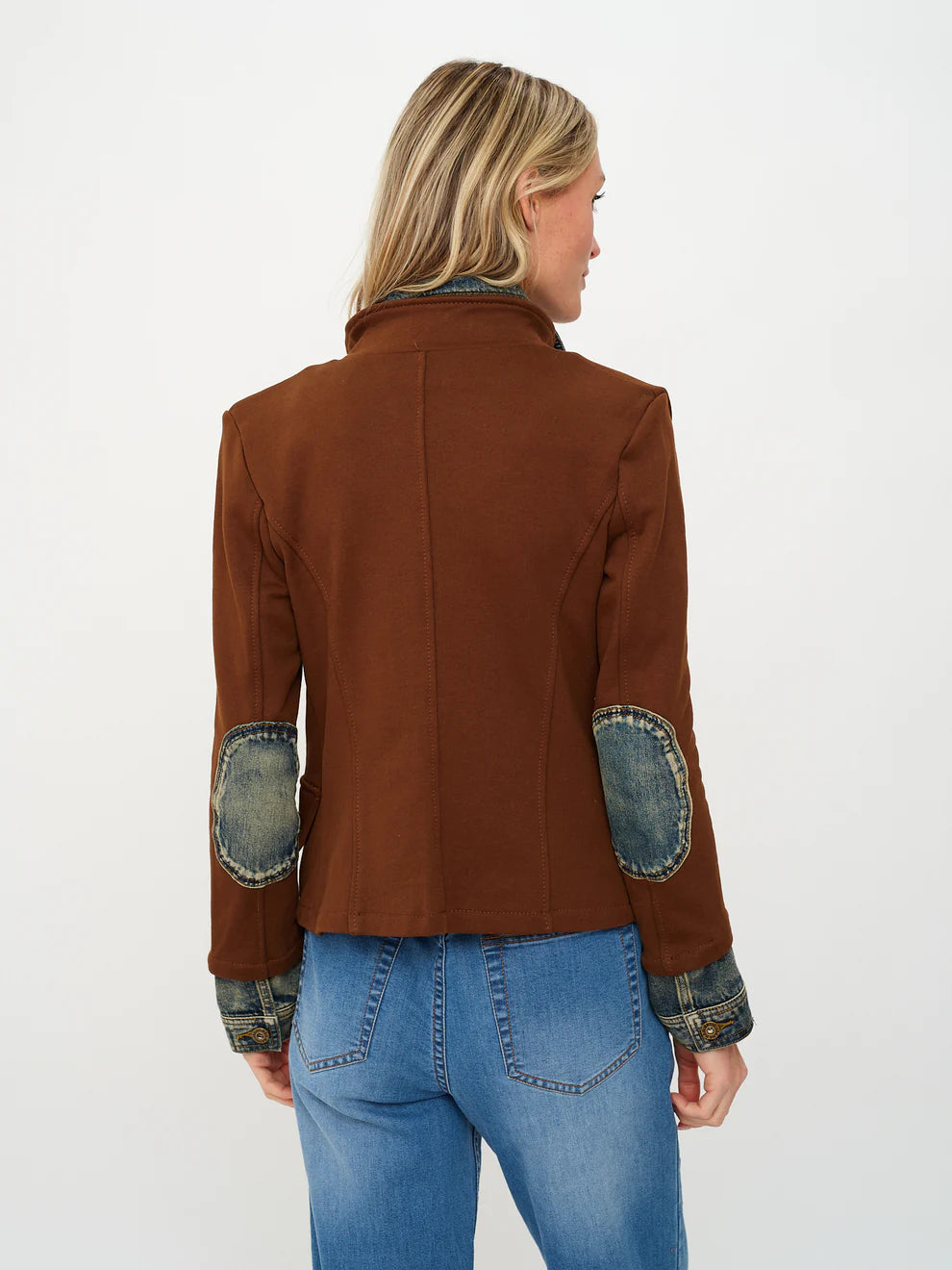 Clarissa Mixed Media Jacket Dark Brown