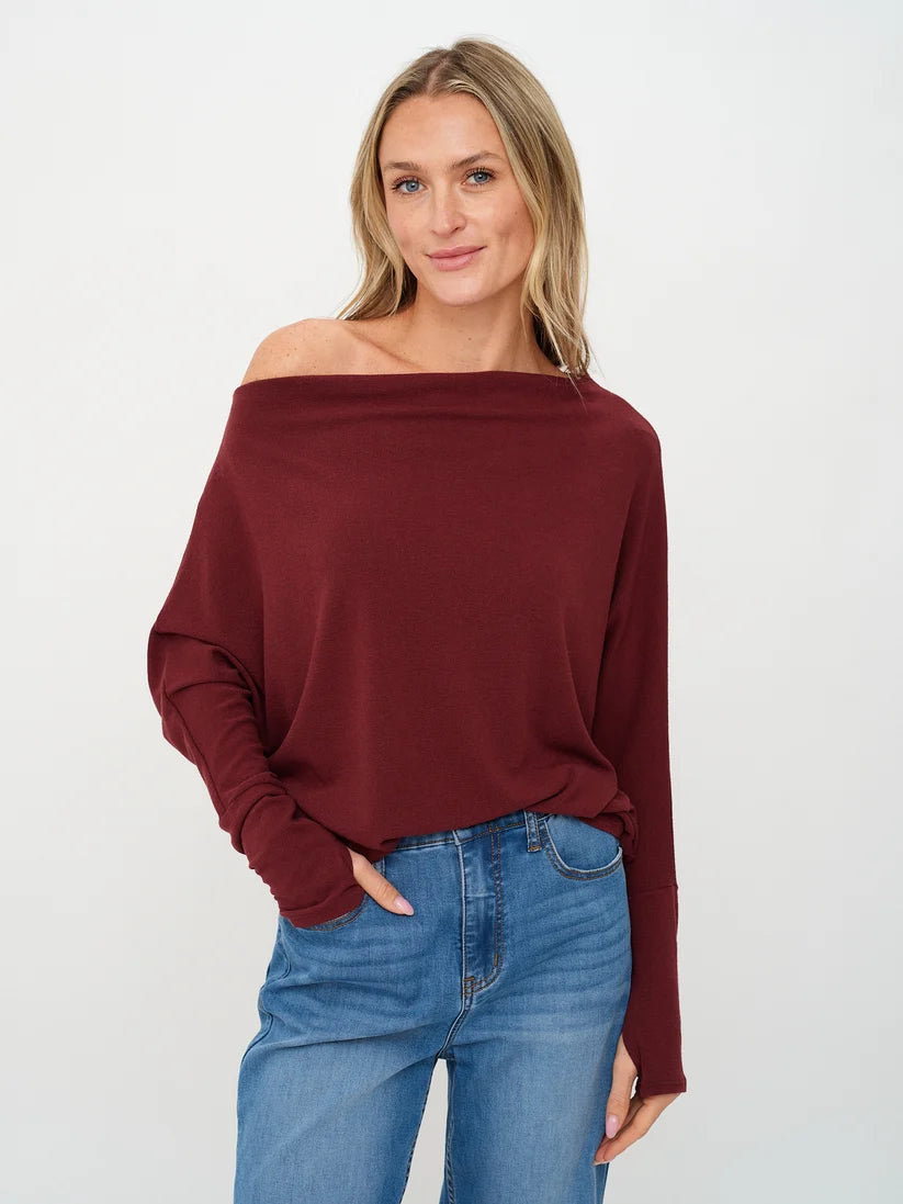 Six Fifty Anywhere Top Burgundy